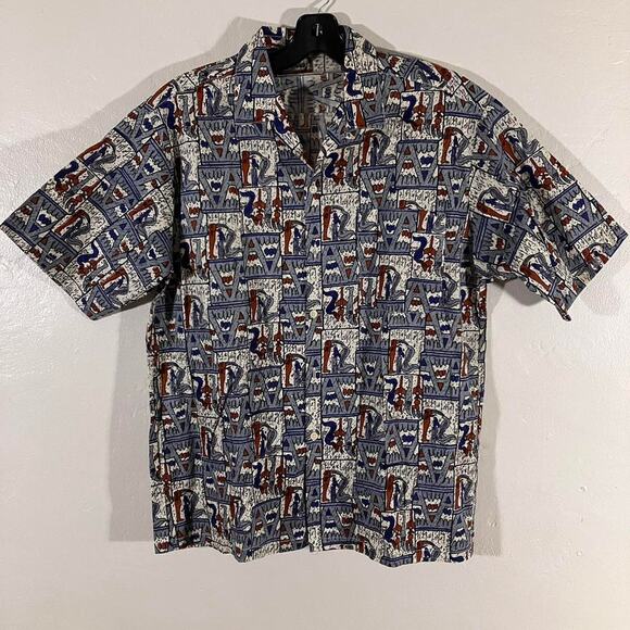 Vintage 80s Gai Men Ancient Egypt Casual Button Down Shirt - Picture 1 of 4